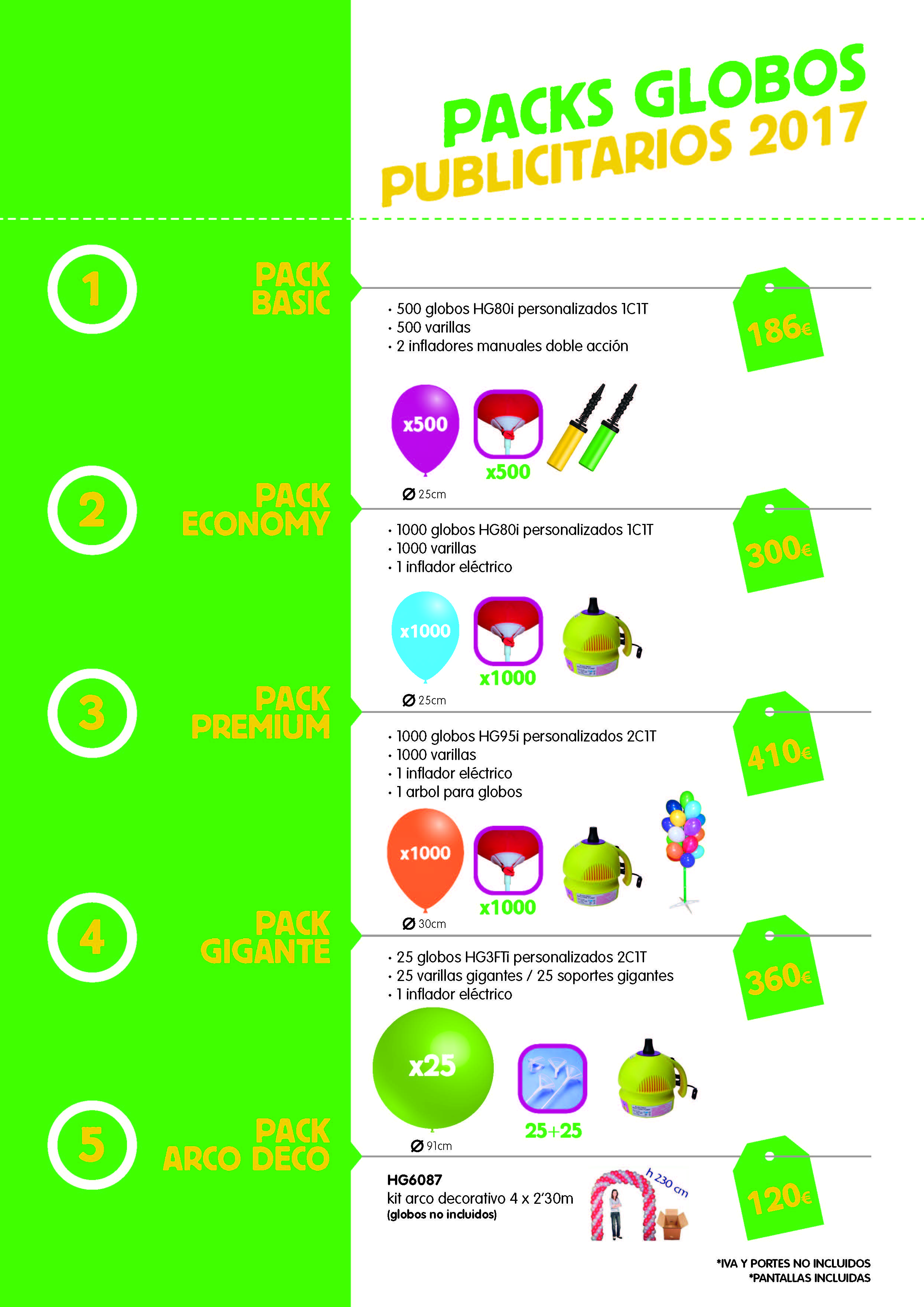 Packs globos publicitarios PVP